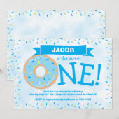 Invitation Donut Party Boy Premier anniversaire (Devant / Derrière)