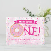 Invitation Donut Party Rainbow Sprinkles Girl Premier anniver (Debout devant)