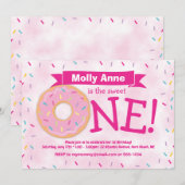 Invitation Donut Party Rainbow Sprinkles Girl Premier anniver (Devant / Derrière)
