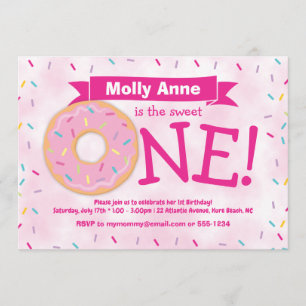 Invitation Donut Party Rainbow Sprinkles Girl Premier anniver