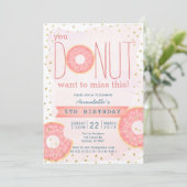 Invitation Donut Pink x Gold Girl Anniversaire (Debout devant)