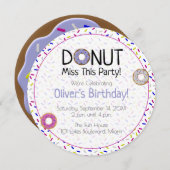 Invitation Donut pourpre Mlle Cette Fête Saupoudrer rond (Devant / Derrière)
