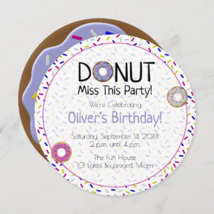 Invitation Donut pourpre Mlle Cette Fête Saupoudrer rond