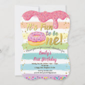 Invitation Donut première fête de 1er anniversaire pastel rai (Devant)