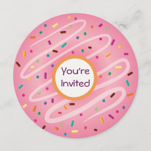Invitation Donut rose avec des arroses à l'anniversaire