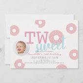 Invitation Donut rose Deux filles douces Photo 2e anniversair (Devant)