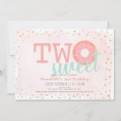 Invitation Donut rose et or Deux filles douces 2e anniversair (Devant)
