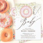 Invitation Donut rose Oh Baby Girls Baby shower<br><div class="desc">Design Oh Baby shower moderne avec un beigne rose avec parties scintillant dorée et une police de script moderne. Retournez notre invitation pour voir un retour de coordination pour une touche spéciale supplémentaire.</div>