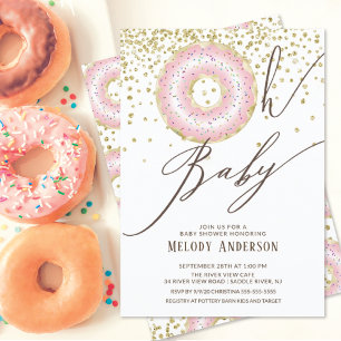Invitation Donut rose Oh Baby Girls Baby shower