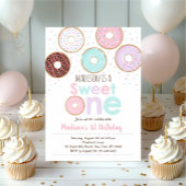 Invitation Donut rose sucré un premier anniversaire