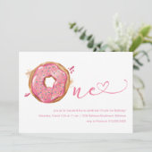 Invitation Donut saupoudre les filles roses 1er anniversaire (Debout devant)