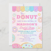 Invitation Donut Shop Rainbow Girls Donut Birthday Party (Devant)
