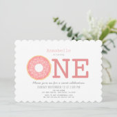 Invitation Donut Simple Rose Girl 1er anniversaire (Debout devant)