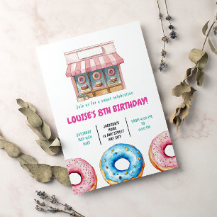 Invitation Donut Sweet fête d'anniversaire Pink Pastel Girl