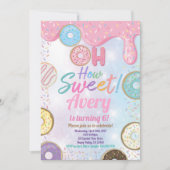 Invitation Donut Sweet fête d'anniversaire Pink Pastel Girl (Devant)