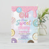 Invitation Donut Sweet fête d'anniversaire Pink Pastel Girl (Debout devant)