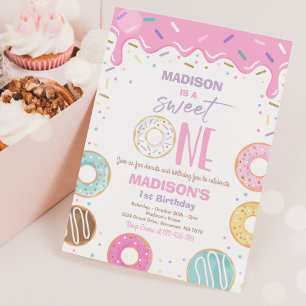 Invitation Donut Sweet One Birthday Party Donut 1er Birthday