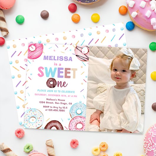 Invitation Donut Sweet One Donut 1er Anniversaire Photo