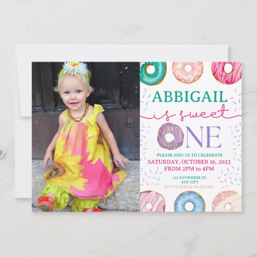 Invitation Donut Sweet Un 1er anniversaire (Devant)