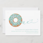 Invitation Donut Turquoise Blue & Sprinkings 1er anniversaire (Devant)