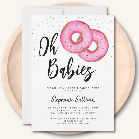 Invitation Donut Twin Girls Baby Shower