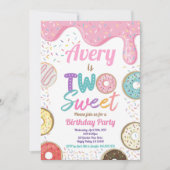 Invitation Donut Two Sweet 2e Anniversaire fête Pink Pastel (Devant)