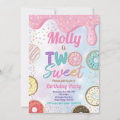 Invitation Donut Two Sweet 2e fête d'anniversaire Pink Pastel (Devant)