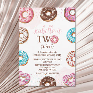 Invitation Donut Two Sweet Girl Sprinkings 2e anniversaire