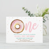 Invitation Donut Une fille 1er Anniversaire Soirée (Debout devant)