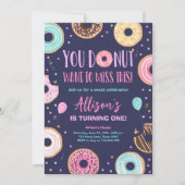 Invitation Donut veut manquer cette fille rose douce Annivers (Devant)