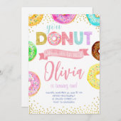 Invitation Donut veut rater cet anniversaire rose douce fille (Devant / Derrière)