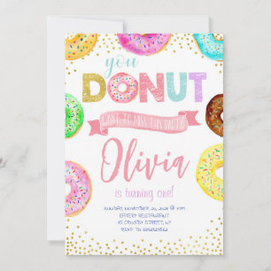 Invitation Donut veut rater cet anniversaire rose douce fille