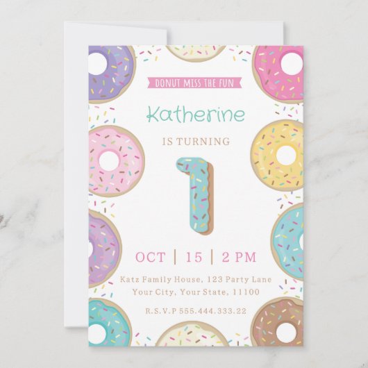 Invitation DONUTS 1ER Anniversaire (Devant)