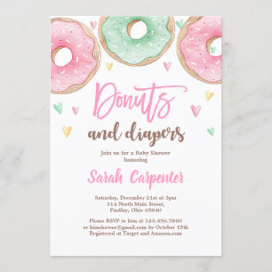Invitation Donuts and Diapers Baby shower girl