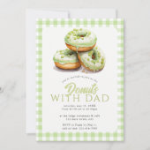 Invitation Donuts avec Papa Evénement scolaire Gingham vert (Devant)