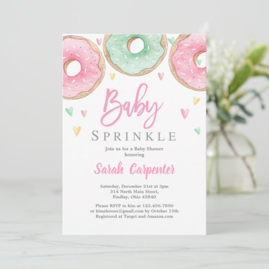 Invitation Donuts Baby shower (Debout devant)