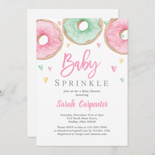 Invitation Donuts Baby shower (Devant / Derrière)