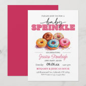 Invitation Donuts Bébé Paillettes Rose Bébé Fille (Devant / Derrière)