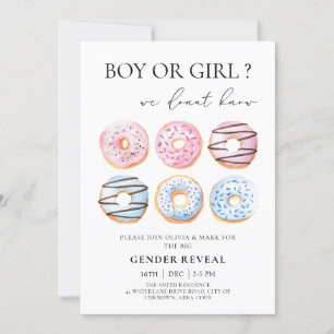 Invitation Donuts bleus et roses Fête de la Révélation de gen