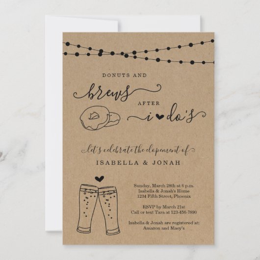 Invitation Donuts & Brew Après la réception de mariage seulem (Devant)
