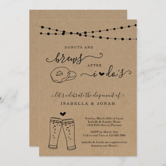 Invitation Donuts & Brew Après les Réception de Je Dos Mariag (Devant / Derrière)