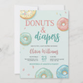 Invitation Donuts & Diapers Baby shower vert mignon à la ment (Devant)