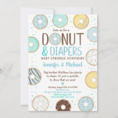 Invitation Donuts & Diapeurs Bleu Donut Bébé Saupoudrer (Devant)
