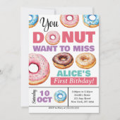 Invitation Donuts Donut Miss Cette fête d'anniversaire (Devant)