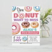 Invitation Donuts Donut Miss Cette fête d'anniversaire (Debout devant)