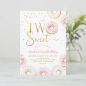 Invitation Donuts d'or rose deux douces 2e anniversaire (Debout devant)