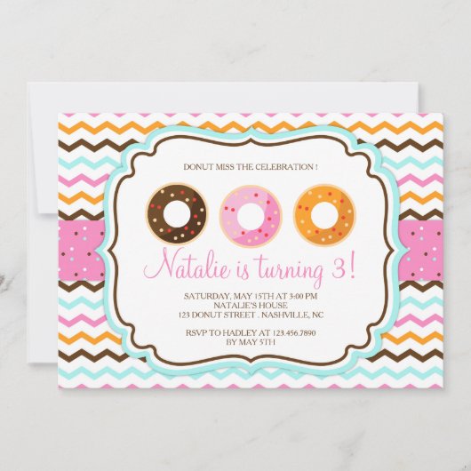 Invitation Donuts doux fête d'anniversaire (Devant)