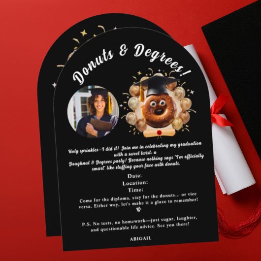 Invitation Donuts et Degrees Photo Graduation Party