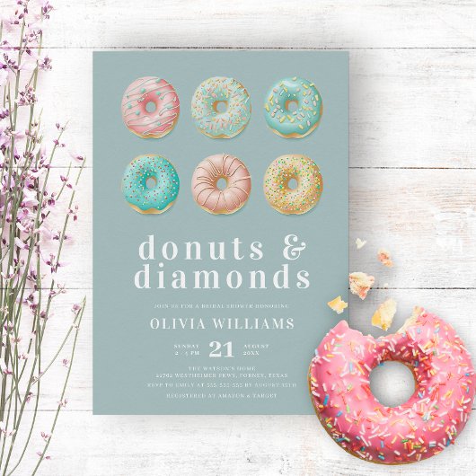Invitation Donuts et diamants Chic Mint Fête des mariées vert