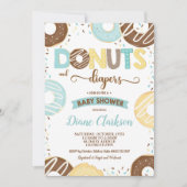Invitation Donuts et Diapers Baby shower bébé garçon beignets (Devant)